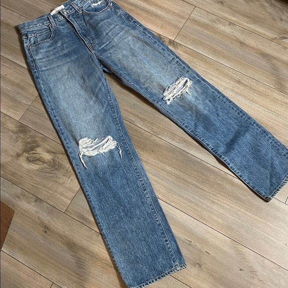 REVOLVE SLVRLAKE London Gimme Shelter Distressed Knee Straight leg Jeans Size 26 - Picture 2 of 9